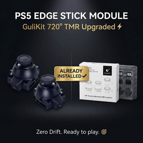 PS5 DualSense Edge stick module with GuliKit TMR Hall Effect upgrade — front view