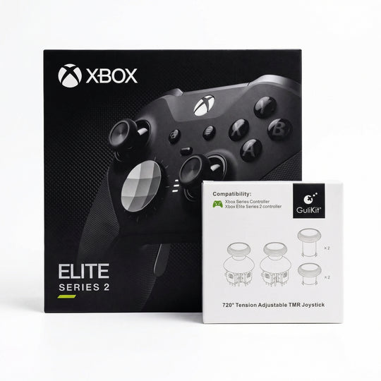 Xbox Elite Series 2 controller with GuliKit TMR Hall Effect joysticks installed — front view