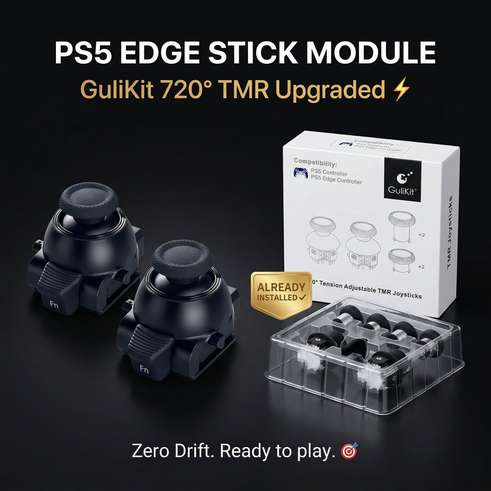 PS5 Edge Stick Module — GuliKit 720° TMR Upgraded — Zero Drift